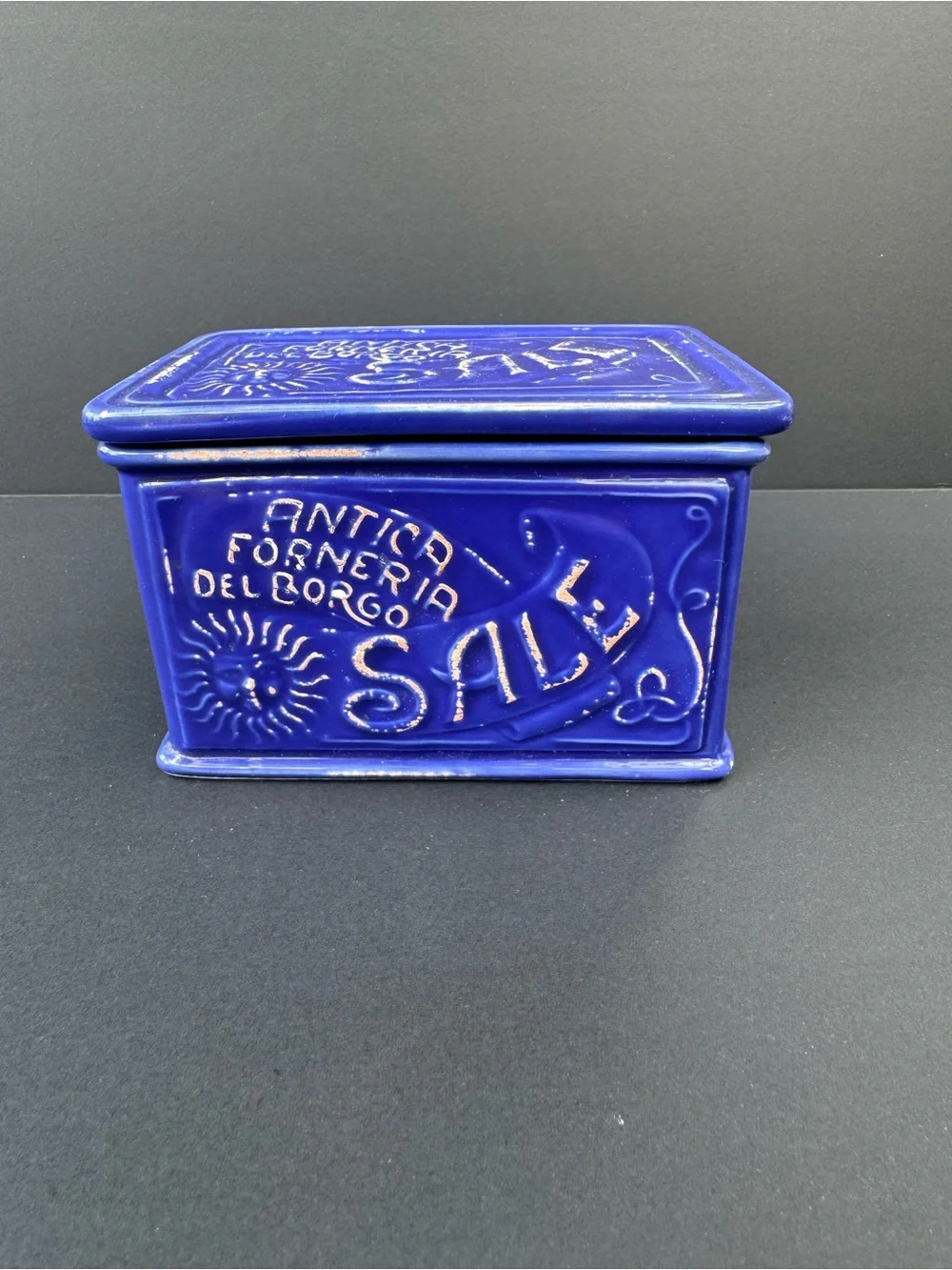 Sur La Table Cobalt Blue Ceramic Salt Box